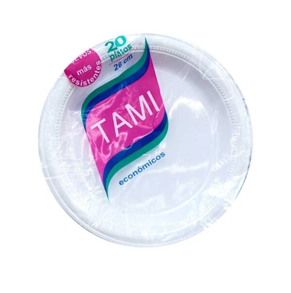 Plato Blanco 26 Cm. Tami x 20 U
